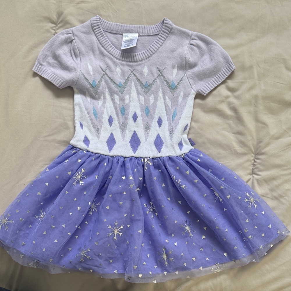 Disney Frozen Knit and Tulle Purple and White Kids Costume Dress